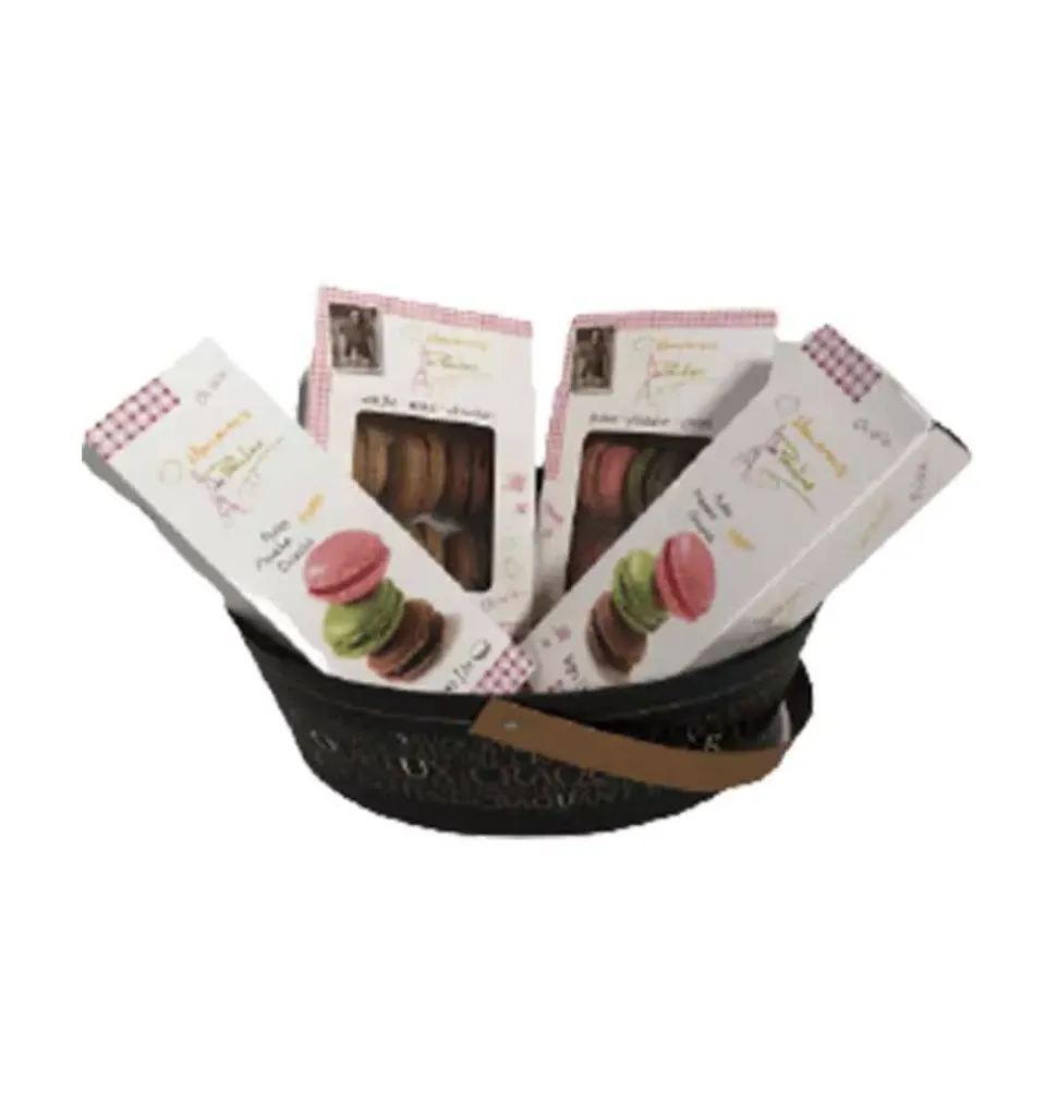 Flavourful Basket Of Macarons